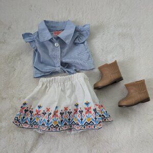 OG skirt & top with cowboy boots